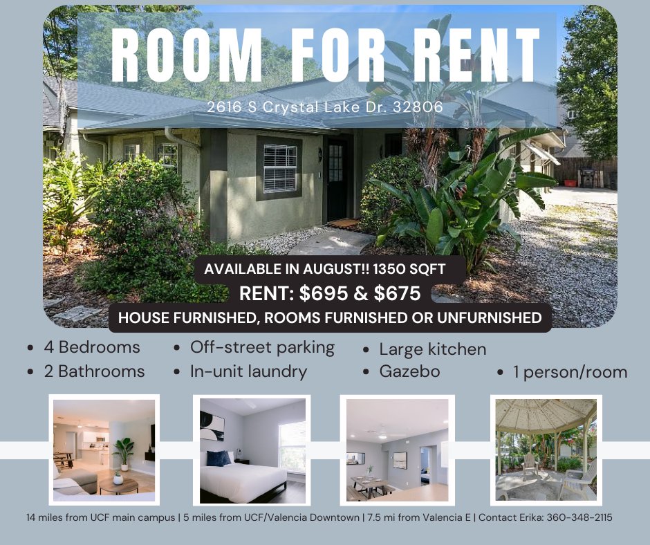 Orlando Single Room: 2616 S Crystal Lake Drive, Unit B