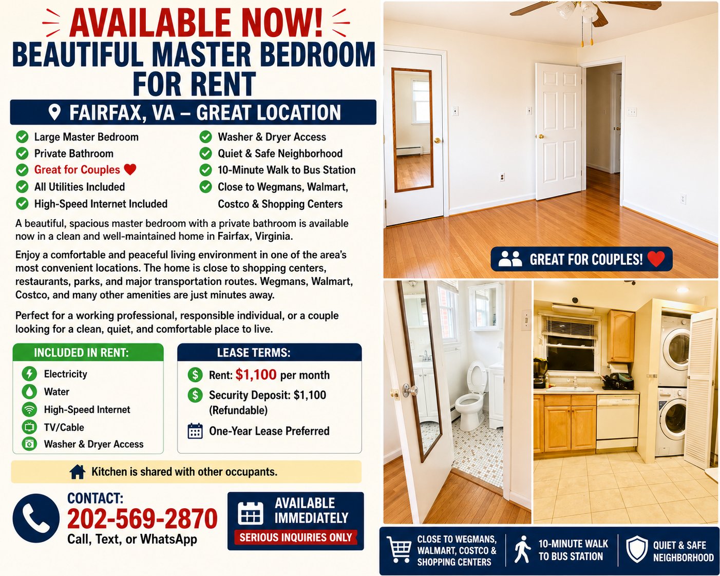 Fairfax Single Room: 4433 village drive