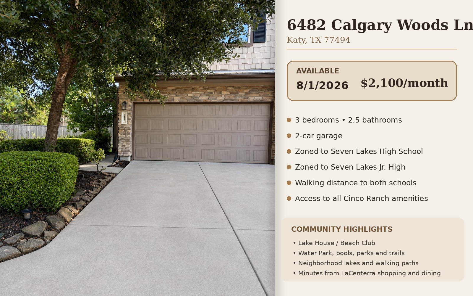 Katy Townhome: 6482 Calgary Woods Ln