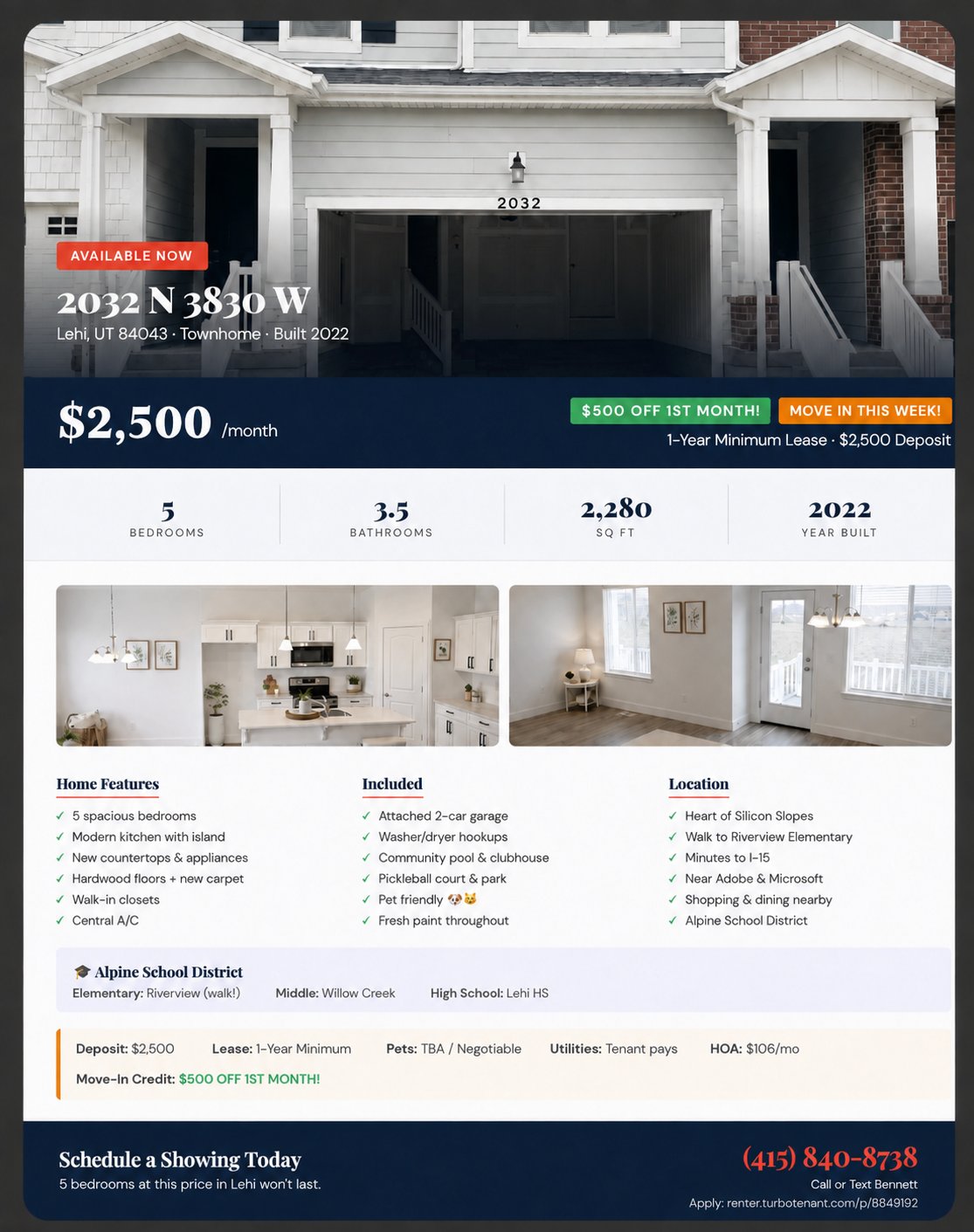 Lehi Townhome: 2032 N 3830 W