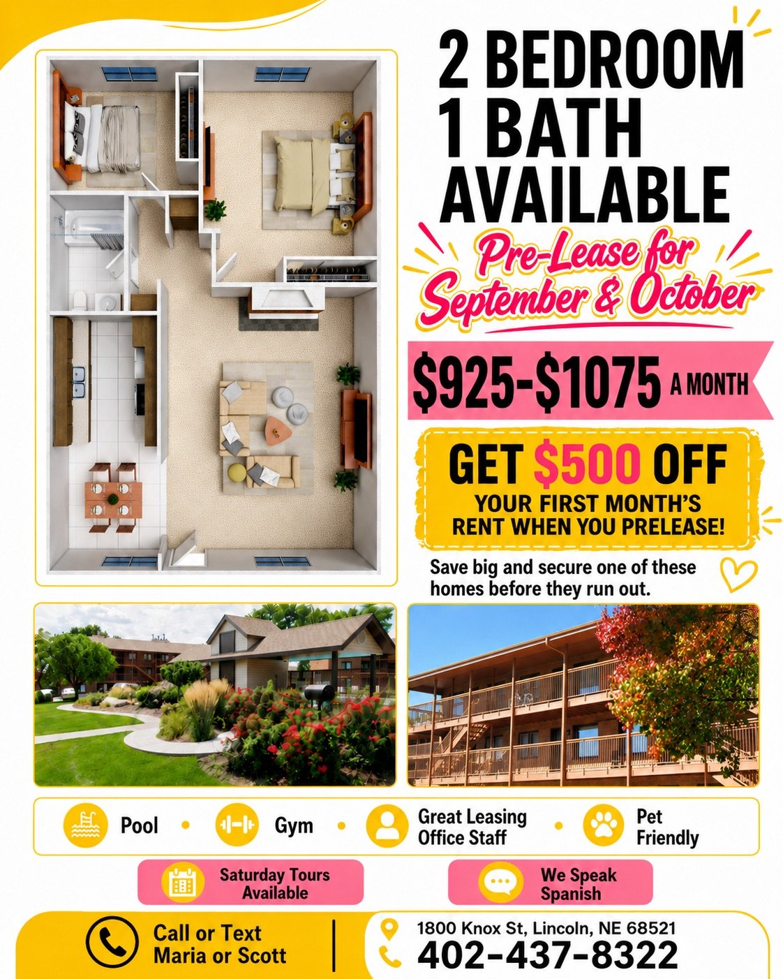 Lincoln Apartment: 1842 Knox