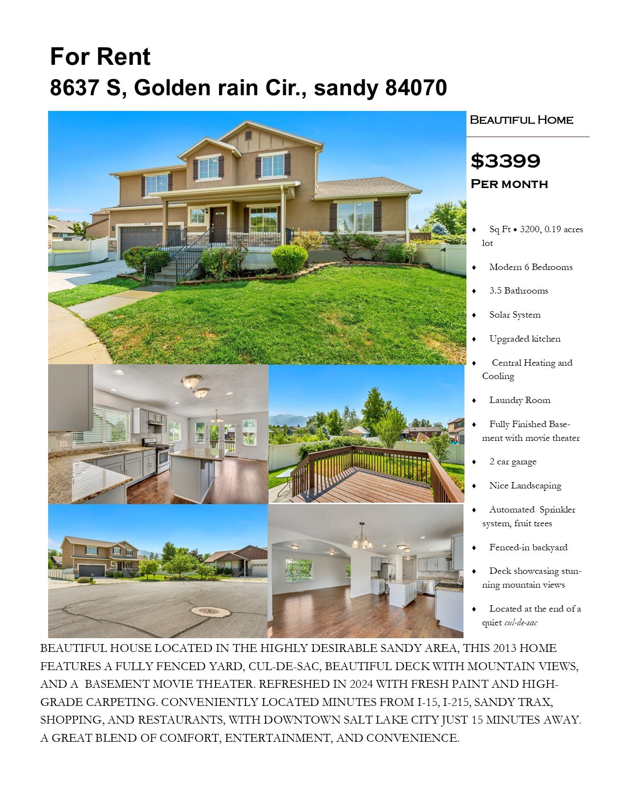 Sandy House: 8637 S, Golden rain Cir.,